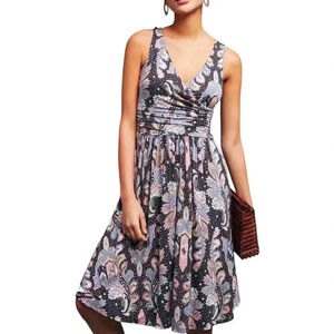 Anthropologie  Maeve Paisley Floral Dress Wrap Midi Flouncy Knit SZ XL #2171